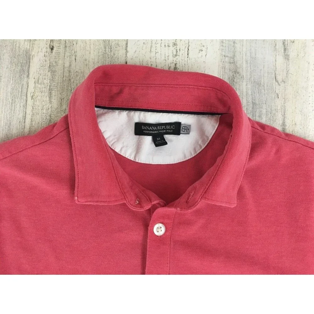 Banana Republic Performance Pique Polo Shirt Light Red Pink Mens M